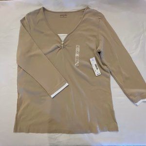 St John's Bay New w/Tags Tan Long Sleeved soft tee